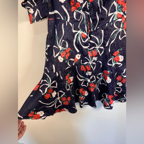 BURRYCO Floral Print Mini Puff Sleeve Lace Collar Flowy Dress Size 4 - Picture 5 of 16